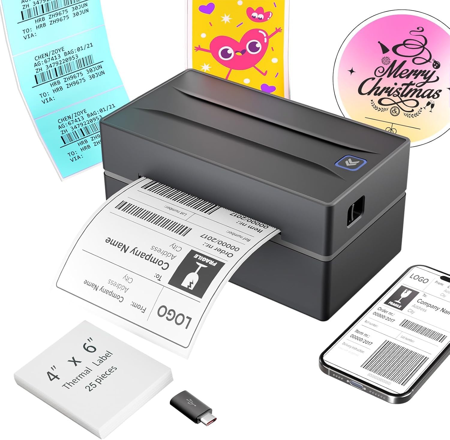 Impresora Bluetooth térmica inalámbrica y usb de etiquetas 10x15cm 4x6" para guías.